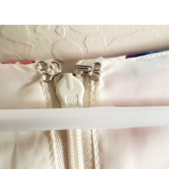 Talbots Dress 12 White Pink Floral Pockets Pleated Fit Flare Boho lined Midi - Picture 10 of 13